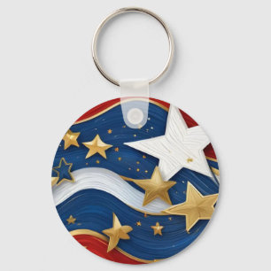 A Twist on the American Flag Classic Playing Cards Keychain