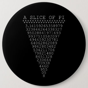 A Typographic Slice of Pi 6 Inch Round Button