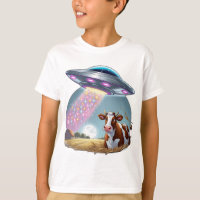 A UFO abducting a cow, with the beam made of spark