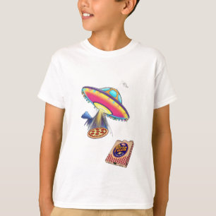 A UFO delivering pizza. T-Shirt