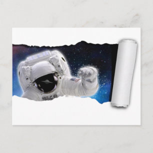 A UFO in Space - Astronaut Alien Encounter - Rip Postcard