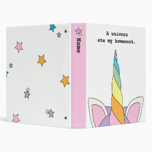 A Unicorn Ate My Homework Funny Custom Binder
