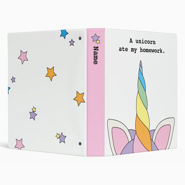 A Unicorn Ate My Homework Funny Custom Binder (Background)