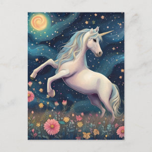 A Unicorn in The Starry Night Postcard
