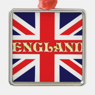 A Union Jack flag with England across it Metal Ornament