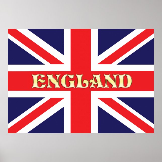 A Union Jack flag with England across it Poster (Front)