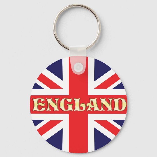A Union Jack flag with England written ac Keychain (Front)