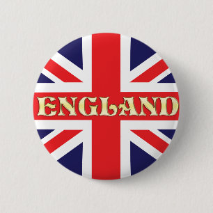 A Union Jack flag with England written on it 2 Inch Round Button