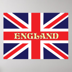 A Union Jack flag with England written on it Poster