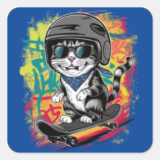 A unique and fun design featuring a stylish cat we square sticker