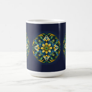 💚💙💛 A Unique Azulejo Elegance: Midnight Garden Coffee Mug