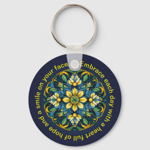💚💙💛 A Unique Azulejo Elegance: Midnight Garden Keychain