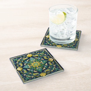 💛💚💙 A Unique Azulejo Masterpiece Glass Coaster