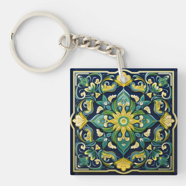💛💚💙 A Unique Azulejo Masterpiece Keychain (Front)