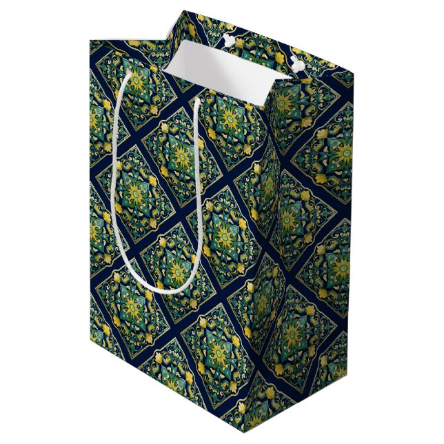 💛💚💙 A Unique Azulejo Masterpiece Medium Gift Bag (Back Angled)