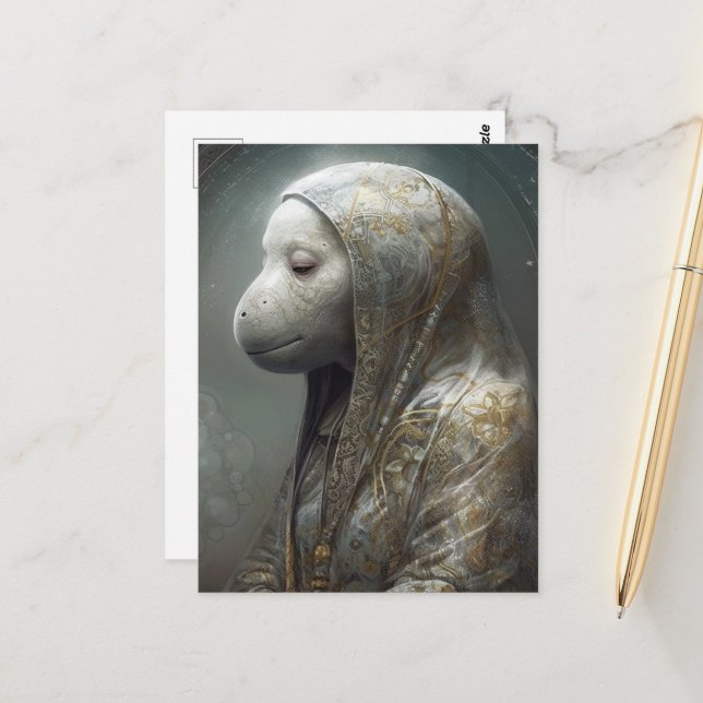 A Unique Manatee in Robes Postcard (Front/Back In Situ)