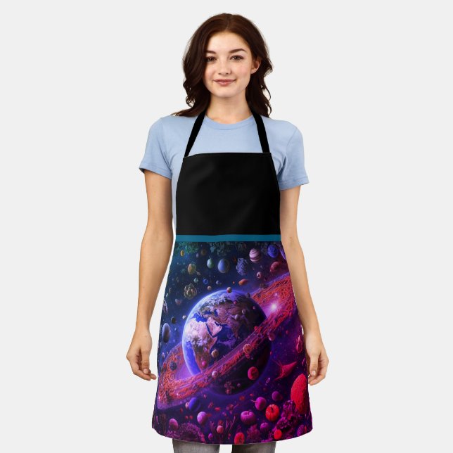 A Universe Filled Good Food Floating Around Cooks Apron (Worn)