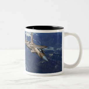 A US Air Force F-15C Eagle positioning itself Two-Tone Coffee Mug