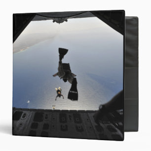 A US Air Force pararescueman jumping out Binder