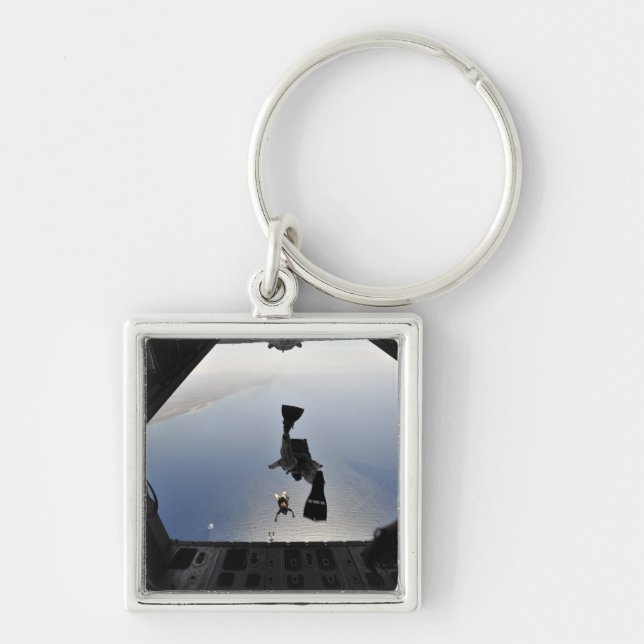 A US Air Force pararescueman jumping out Keychain (Front)