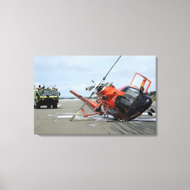 A US Coast Guard MH-65 Dolphin helicopter crash Canvas Print (Front)