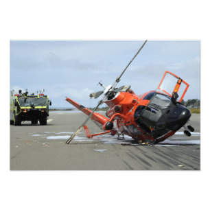 A US Coast Guard MH-65 Dolphin helicopter crash Photo Print