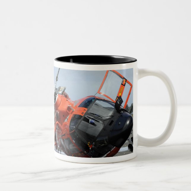 A US Coast Guard MH-65 Dolphin helicopter crash Two-Tone Coffee Mug (Right)