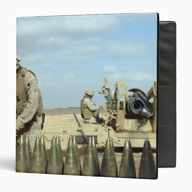 A US Marine prepares howitzer rounds to be fire Binder (Front/Inside)