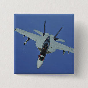 A US Navy F/A-18F Super Hornet in flight 2 Inch Square Button