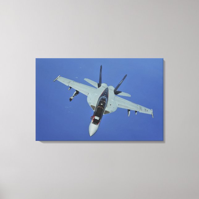 A US Navy F/A-18F Super Hornet in flight Canvas Print (Front)