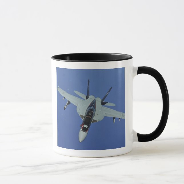A US Navy F/A-18F Super Hornet in flight Mug (Right)