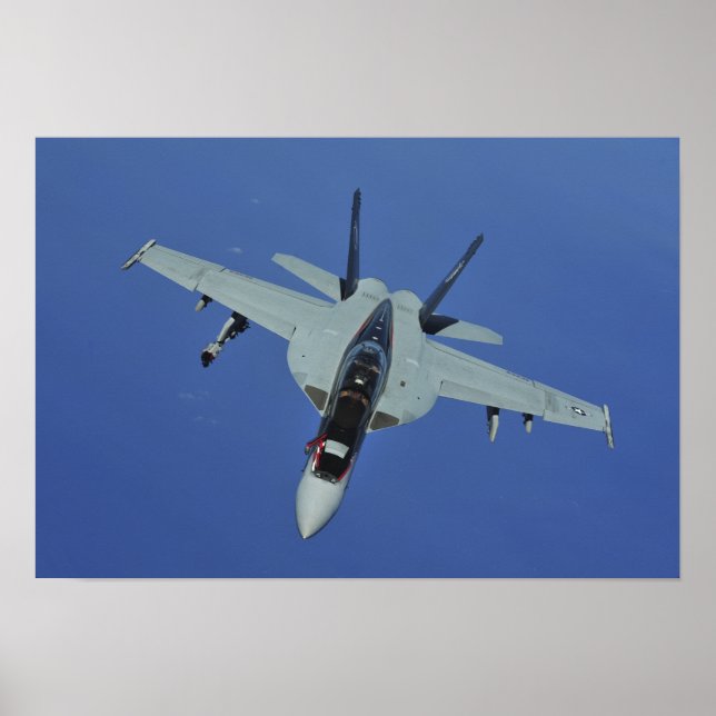 A US Navy F/A-18F Super Hornet in flight Poster (Front)