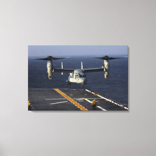 A V-22 Osprey aircraft prepares to land Canvas Print