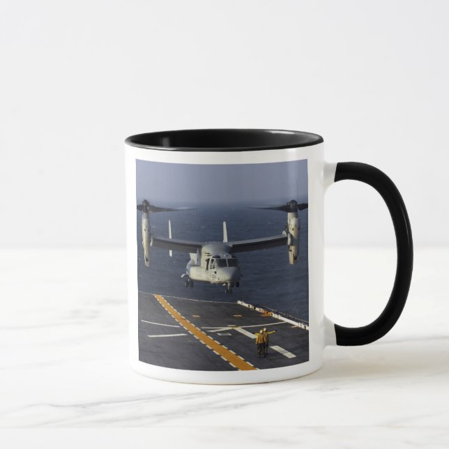 A V-22 Osprey aircraft prepares to land Mug (Right)