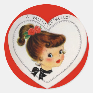 A Valentine Hello Classic Round Sticker