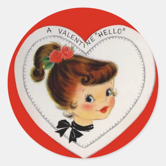 A Valentine Hello Classic Round Sticker (Front)