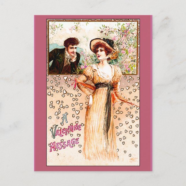 A Valentine Message Victorian Valentine Holiday Postcard (Front)
