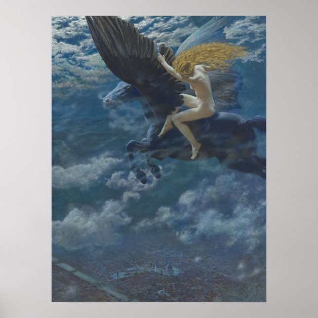 A Valkyrie rides a winged horse - Dream Idyll  Poster (Front)