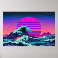 A Vaporwave Encounter with the Ocean's Majesty