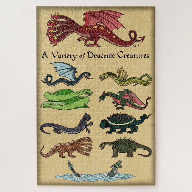 A Variety of Draconic Creatures Jigsaw Puzzle (Vertical)