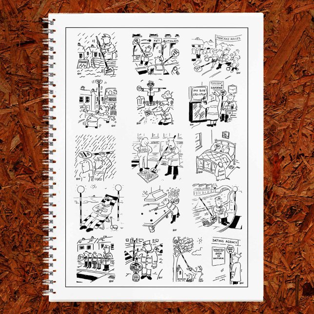 A Variety of Funny Lollipop Man Cartoons Cover Notebook (Creator Uploaded)