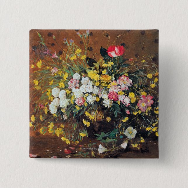 A Vase of Flowers 2 Inch Square Button (Front)