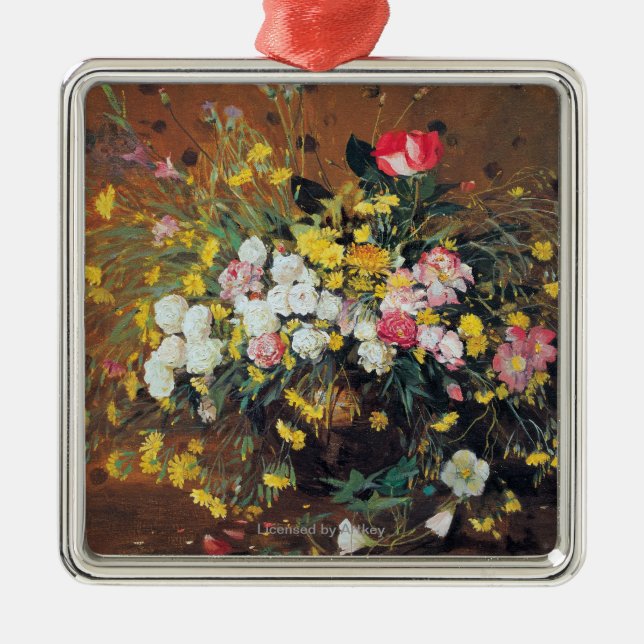 A Vase of Flowers Metal Ornament (Front)