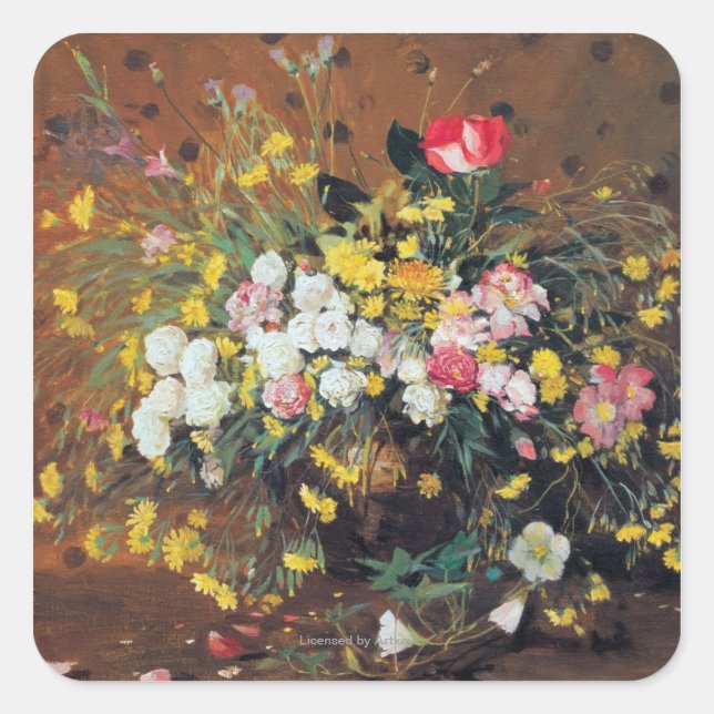 A Vase of Flowers Square Sticker (Front)