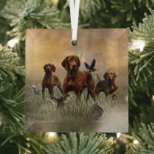 A versatile aristocrat in the Hungarian Vizsla Glass Ornament