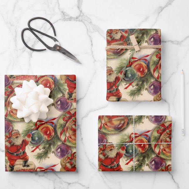 A Very 1950's Christmas  Wrapping Paper Sheet (Front)