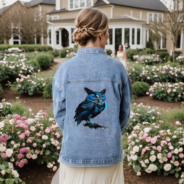 A very beautiful blue owl denim jacket (Wedding Back)