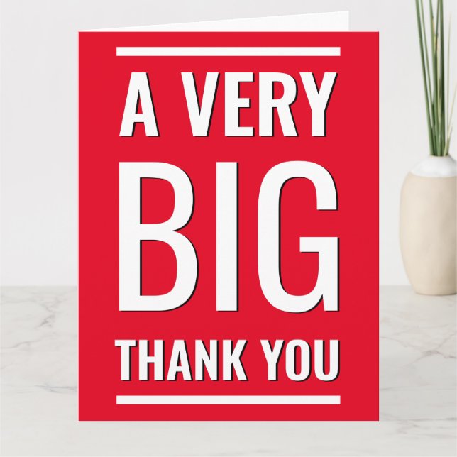A Very Big Thank You Red Minimalist Large Text Card (Front)