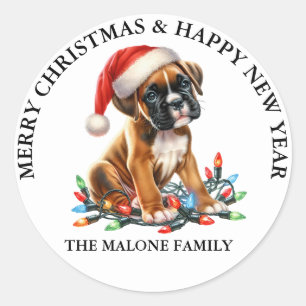 A Very Boxer Christmas Classic Round Sticker
