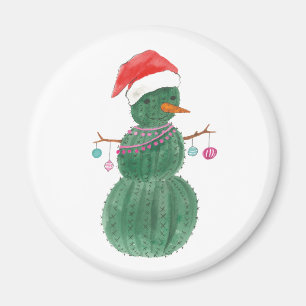 A Very Cactus Christmas Snowman Magnet